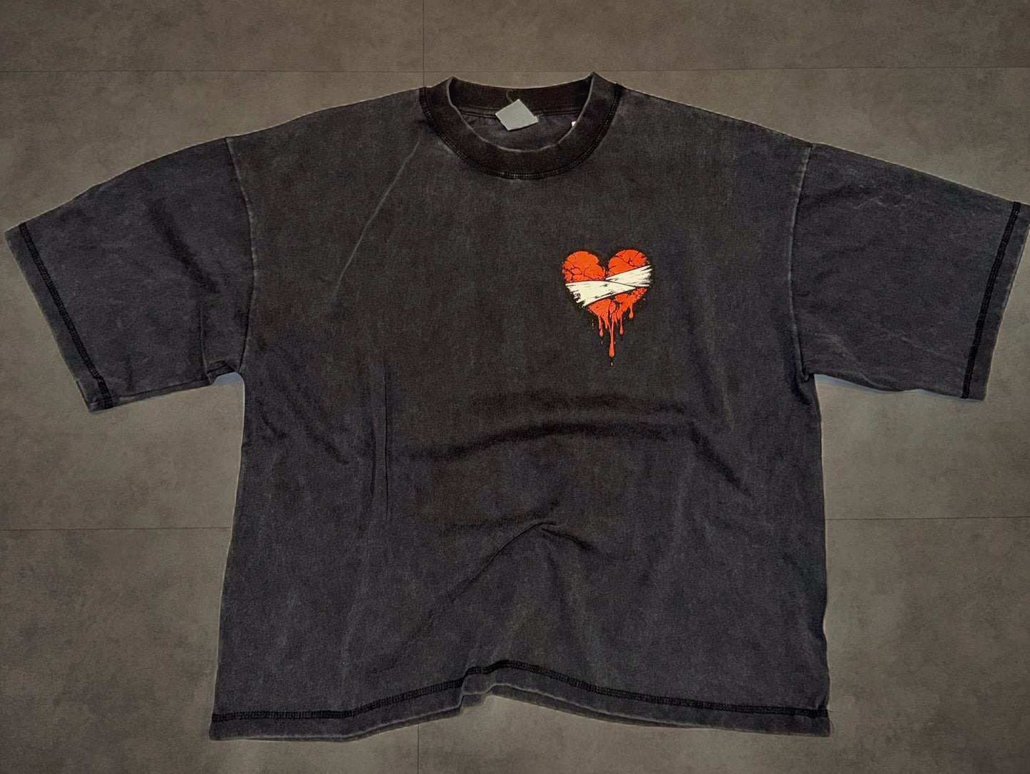 Dark Grey Washed Oversize Crop Tee