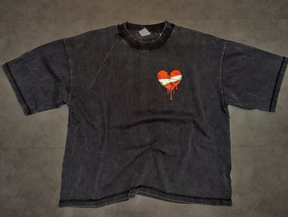 Dark Grey Washed Oversize Crop Tee